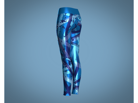 Girls Sports Leggings - Blue Print 3D 模型