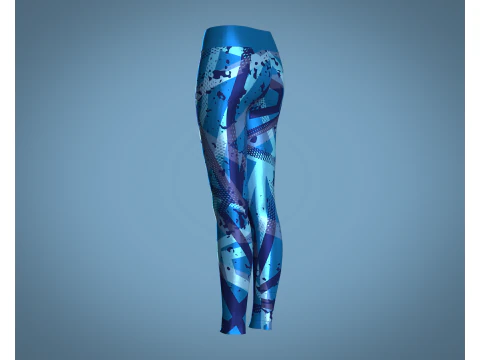 Girls Sports Leggings - Blue Print 3D Model