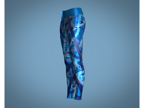 Girls Sports Leggings - Blue Print 3D 模型