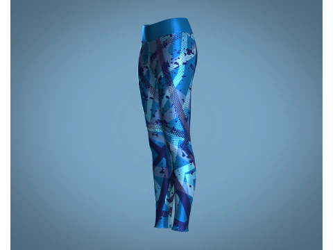 Girls Sports Leggings - Blue Print 3D Model