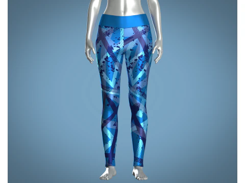 Girls Sports Leggings - Blue Print 3D Model