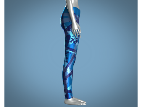 Girls Sports Leggings - Blue Print 3D 模型
