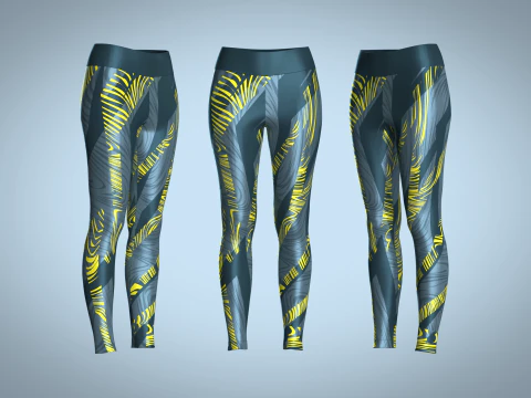 Спортивные леггинсы для девочек - желтый с принтом 3D Модель