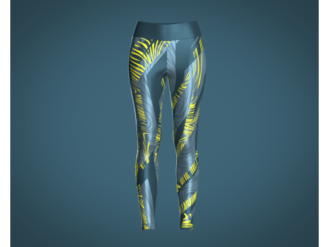 Girls Sports Leggings - Yellow Printed 3D Model