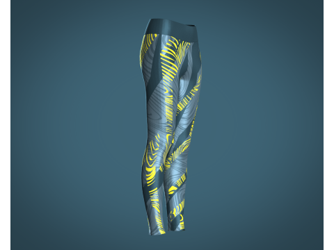 Girls Sports Leggings - Yellow Printed 3D Model