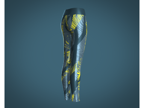 Girls Sports Leggings - Yellow Printed 3D Model