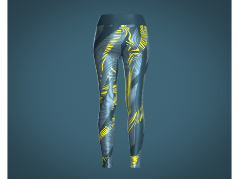 Girls Sports Leggings - Yellow Printed 3D Model