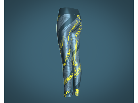 Girls Sports Leggings - Yellow Printed 3D Model