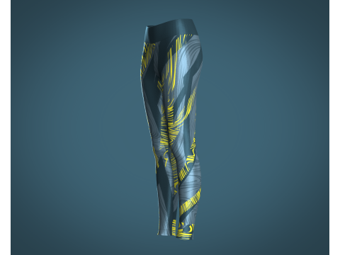 Girls Sports Leggings - Yellow Printed 3D Model