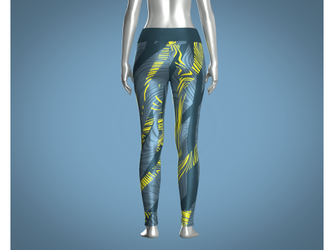 Girls Sports Leggings - Yellow Printed 3D Model