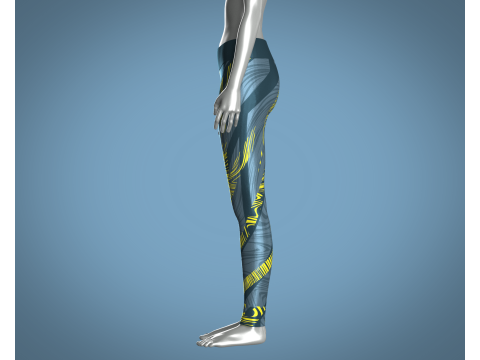 Girls Sports Leggings - Yellow Printed 3D Model