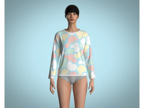 Girls - clouds Camo Tops 3D Model