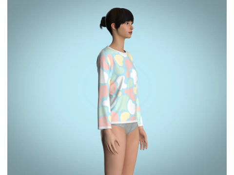 Girls - clouds Camo Tops 3D Model