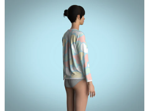 Girls - clouds Camo Tops 3D Model
