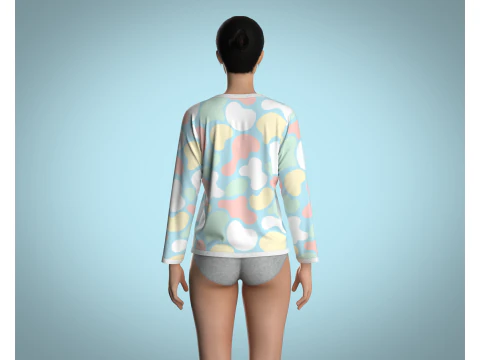 Girls - clouds Camo Tops 3D Model