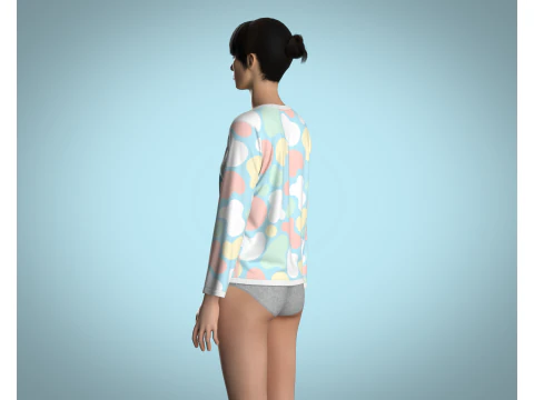 Girls - clouds Camo Tops 3D Model