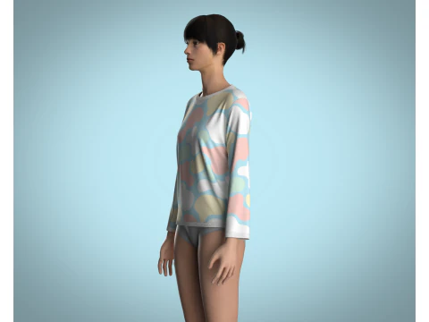 Girls - clouds Camo Tops 3D Model