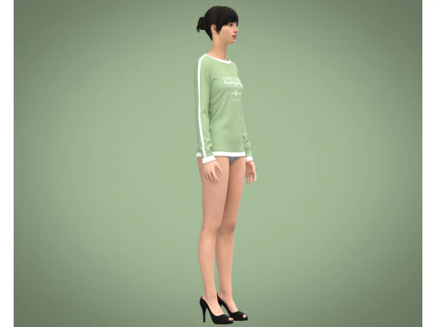 Girls - Beach Summer Sloganl Tops 3D Model