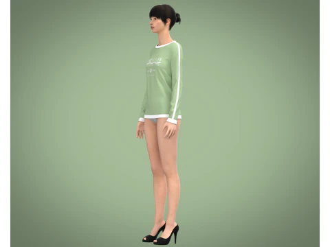 Girls - Beach Summer Sloganl Tops 3D Model