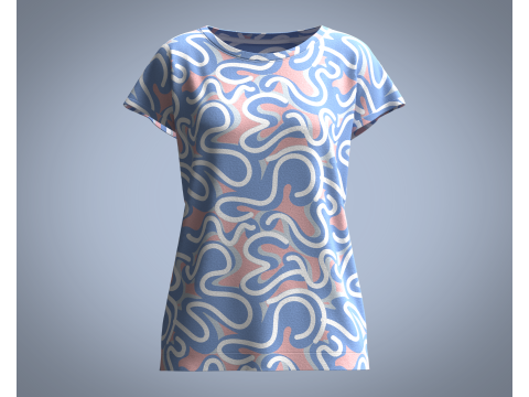Girls - Pastel Squigg AOP Tops 3D मॉडल
