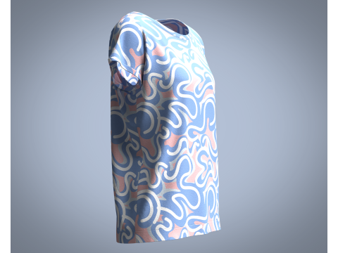Girls - Pastel Squigg AOP Tops Model 3D