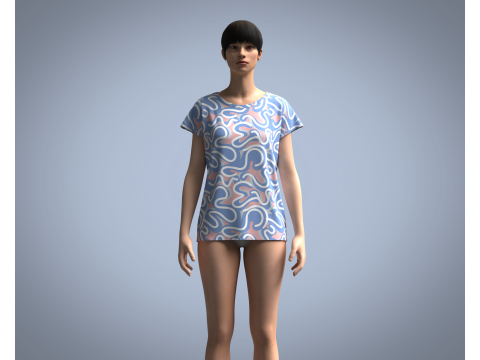 Girls - Pastel Squigg AOP Tops Model 3D