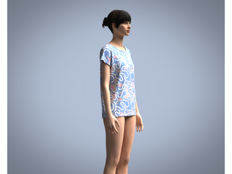 Girls - Pastel Squigg AOP Tops Model 3D