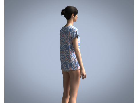 Girls - Pastel Squigg AOP Tops Model 3D