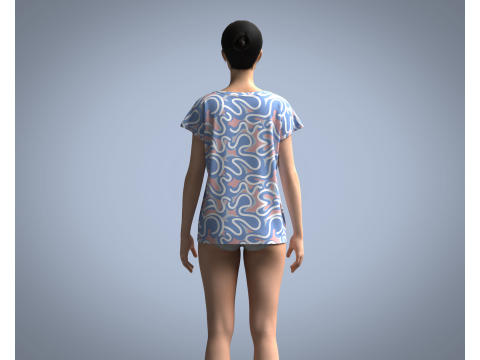 Girls - Pastel Squigg AOP Tops Model 3D