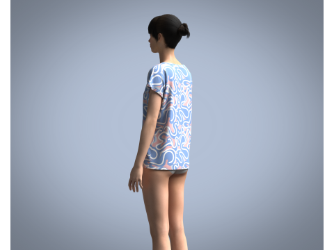 Girls - Pastel Squigg AOP Tops Model 3D