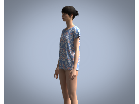 Girls - Pastel Squigg AOP Tops Model 3D