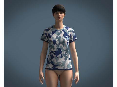 Ladies Camo T-Shirt 3Dモデル