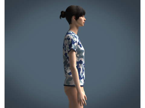 Ladies Camo T-Shirt 3Dモデル