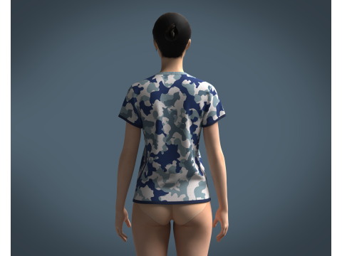 Ladies Camo T-Shirt 3Dモデル