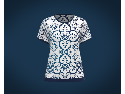 Ladies Blue Print Tops Modello 3D