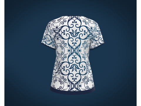 Ladies Blue Print Tops 3Dモデル
