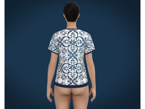 Ladies Blue Print Tops 3Dモデル