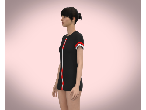 Ladies Black Tops V2 3D Model