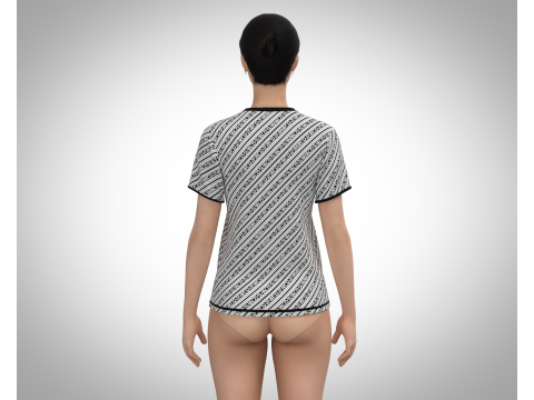 Ladies Black Print T-Shirt 3D-Modell