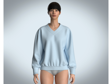 Girls Sweater - Blue 3D 모델