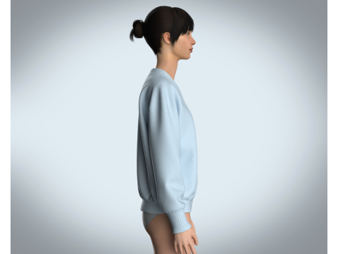 Girls Sweater - Blue 3D 모델