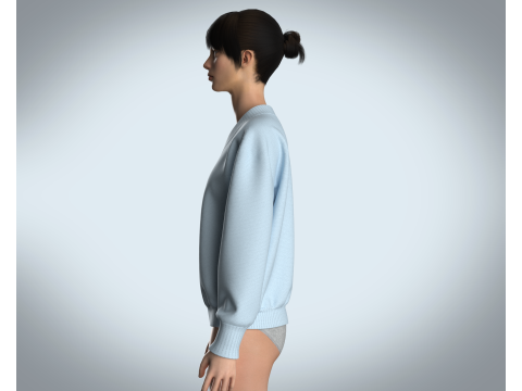 Girls Sweater - Blue 3D 모델
