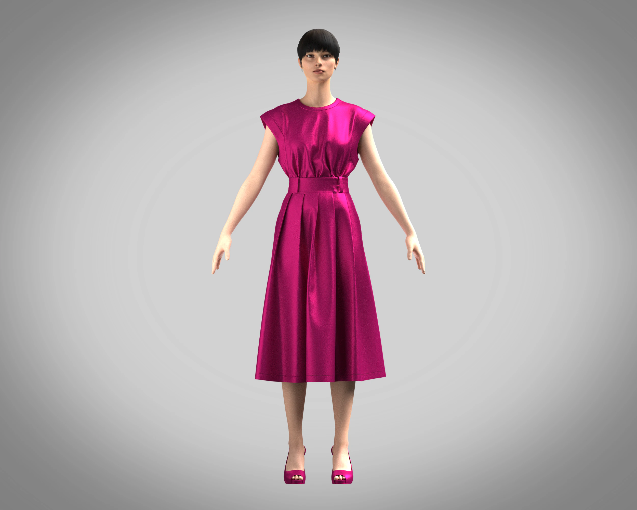 Girls Summer Slim Comfortable Dress 3D Model .c4d .max .obj .3ds .fbx .stl .blend 