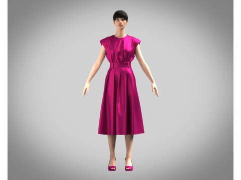 Girls Summer Slim Comfortable Dress 3D Модель
