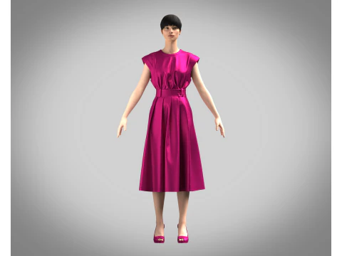 Летнее тонкое удобное платье для девочек 3D Модель