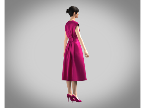 Girls Summer Slim Comfortable Dress 3D Model