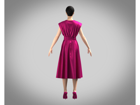 Girls Summer Slim Comfortable Dress 3D Model