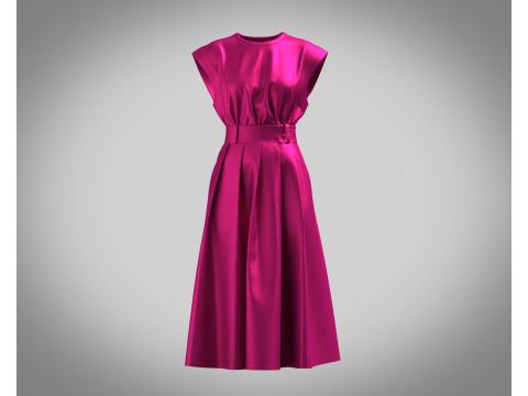 Girls Summer Slim Comfortable Dress 3D Model