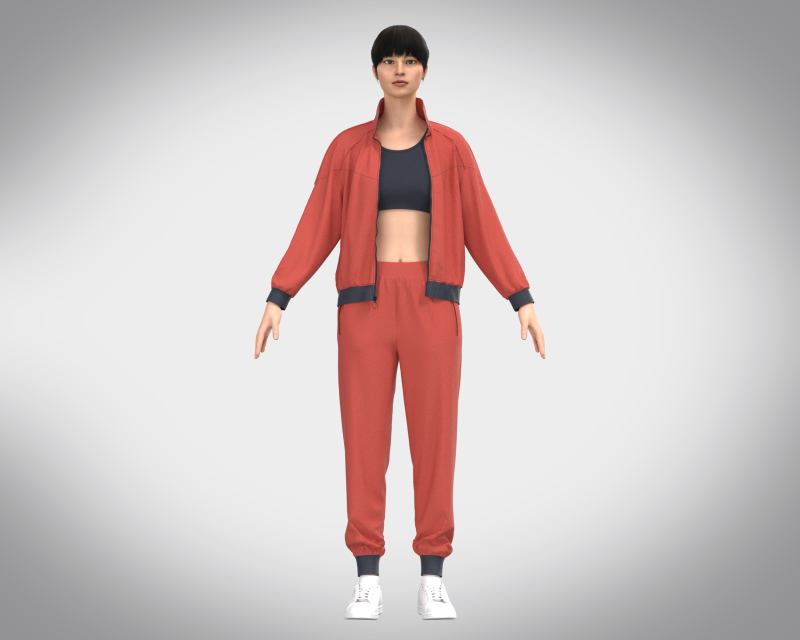 Girls Sports Outfit - Jacket with Jogger 3D Модель .c4d .max .obj .3ds .fbx .stl .blend 