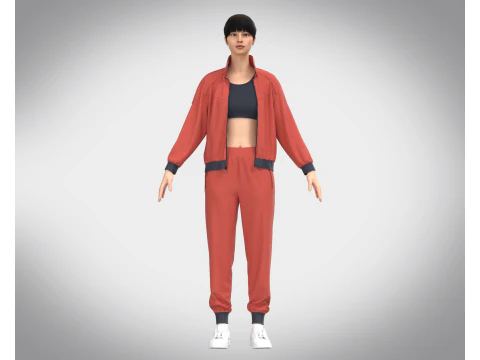 Girls Sports Outfit - Jacket with Jogger 3D Model